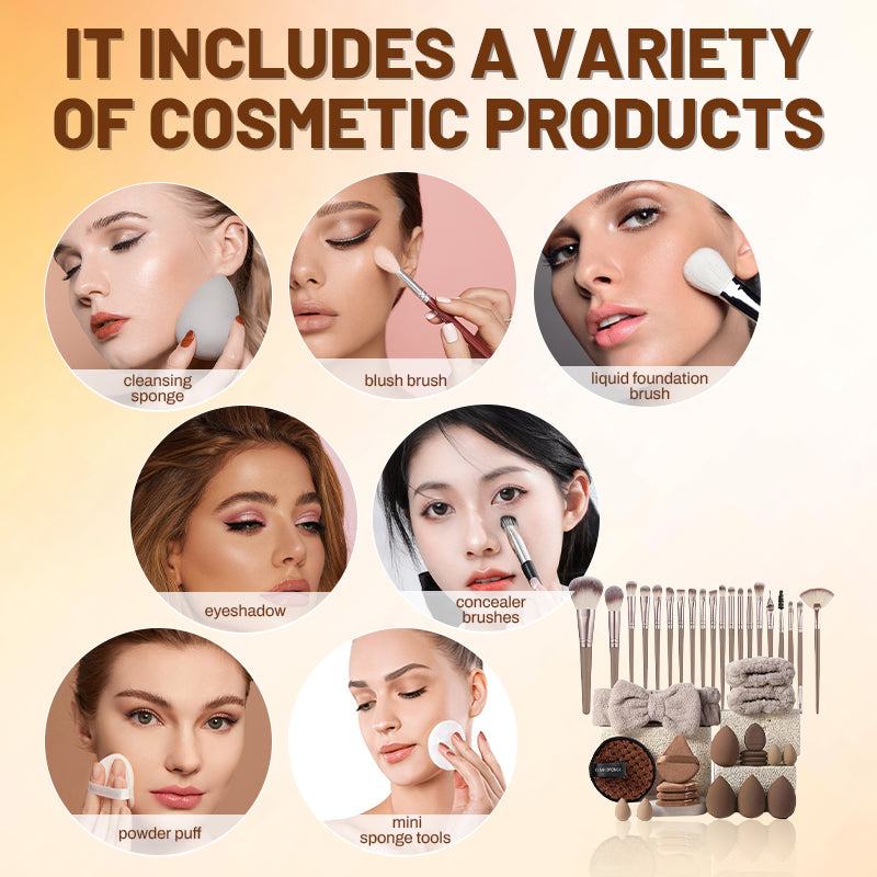 📢📢50 % Rabatt!! 🥳🎀 All-in-One Make-up-Pinsel- und Schwamm-Set