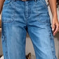 ✈️Versandkostenfrei🔥 Letzter Tag! 50% Rabatt Damen 3/4 Cargo Jeans ✨ Lässige elastische verkürzte Jeans für Alltag & Freizeit