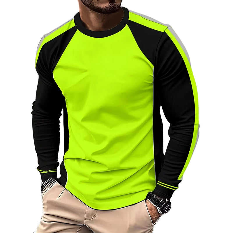 👕 ZEITLICH BEGRENZT 50% RABATT! ✨ Modisches Langarm-T-Shirt mit Rundausschnitt & kontrastierendem Colorblock – Casual Freizeit Top🍂