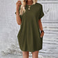 👗 Damen-Tunika-Kleid mit Rundhals – einfarbig, lockere Passform mit praktischen Taschen, vielseitig & bequem für Alltag, Freizeit & Reisen 🌿