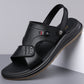 ✨🔥Herren Leder-Sandalen 2-in-1 Slip-On – Outdoor & Strand-Hausschuhe