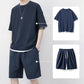🎉 ZEITLICH BEGRENZT 50% RABATT! 👕 Herren Waffelstrick T-Shirt & Shorts Set – Kühlstoff & Entspanntes Schnittdesign 💙