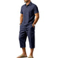 👕☀️Herren Sommer Leinen-Set – Lockeres Hemd & Cargo-Shorts Zweiteiliges Outfit
