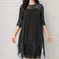 💕Elegantes Damenkleid mit asymmetrischem Saum und Spitzenbesatz