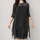 💕Elegantes Damenkleid mit asymmetrischem Saum und Spitzenbesatz