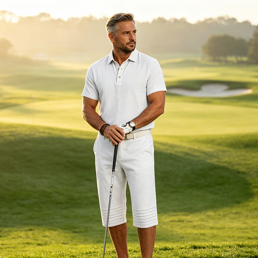 🛍️ 50 % Rabatt – 2-teiliges Freizeit-Set für Herren – Leinen-Poloshirt mit Kurzarm & 7/8-Hose, atmungsaktiv & leicht für Strand & Alltag ☀️