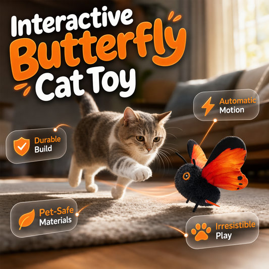 🐱 50 % Rabatt – Elektrisches Schmetterlings-Katzenspielzeug mit Aufhängung – automatische Flügelbewegung, elastische Leine & weckt den Jagdinstinkt 🦋