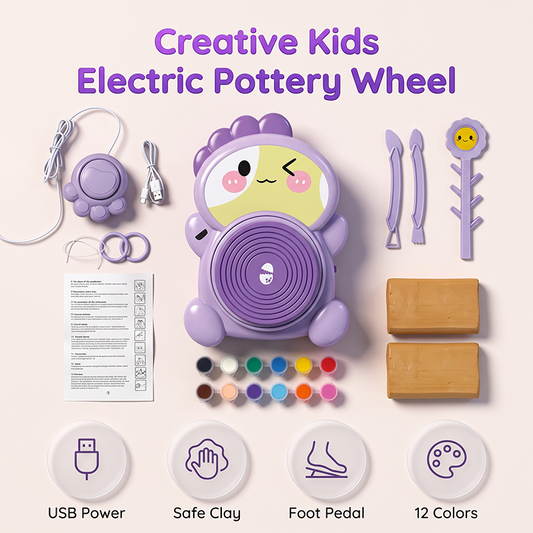🖌️🏺⚡ Kinder Elektrische Töpferscheibe, komplettes DIY Ton-Bastelset für kreative Kinder ab 6 Jahren
