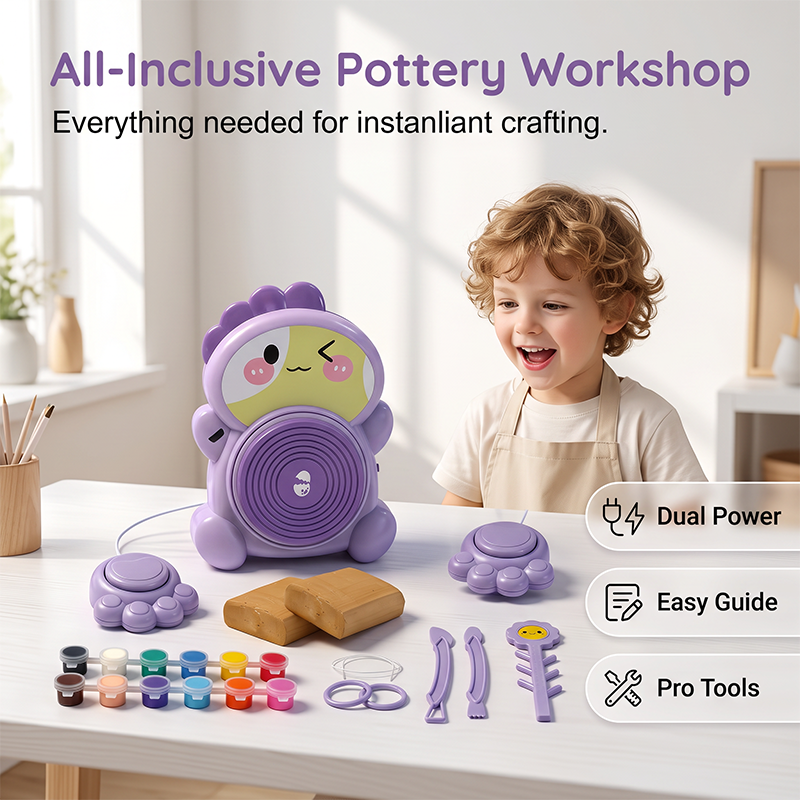 🖌️🏺⚡ Kinder Elektrische Töpferscheibe, komplettes DIY Ton-Bastelset für kreative Kinder ab 6 Jahren