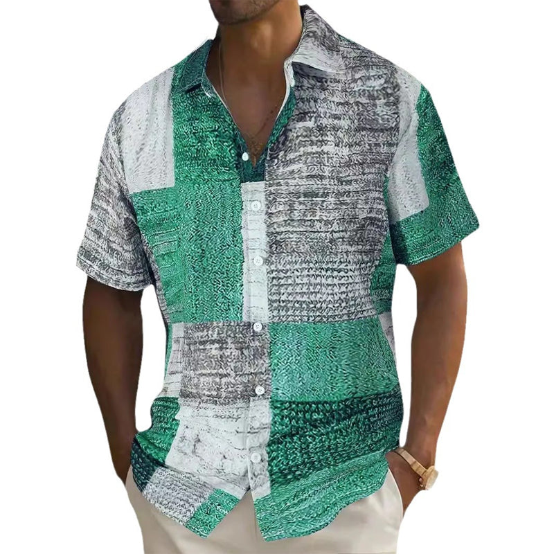 👔🌿 50% RABATT! Herren Kontrast-Muster Hemd – Lässiges Freizeithemd für Alltag & warme Tage – Modern, bequem & vielseitig ✨
