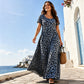 40% RABATT!👗Damen Leopardenmuster Maxi-Kleid mit Taschen Lässiges Kurzarm Langes Kleid