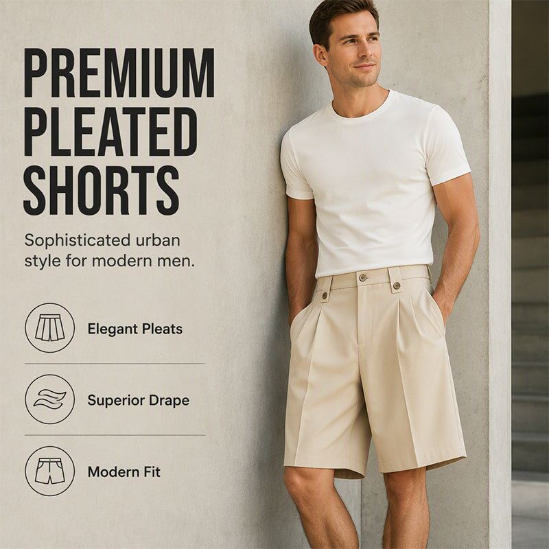 ⌛Zeitlich begrenztes Angebot – Lässige Herren-Shorts mit weitem Bein im Anzugstil