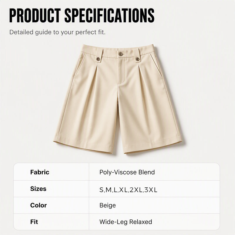 ⌛Zeitlich begrenztes Angebot – Lässige Herren-Shorts mit weitem Bein im Anzugstil
