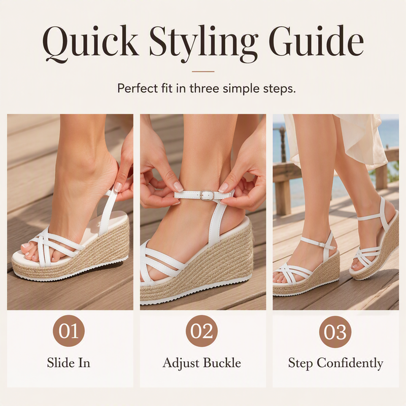 👡 -50% ! 🌴 Damen Keilabsatz-Sandalen Geflochten Knöchelriemen Offene Zehen – PU – Stabile Plateform & Beinverlängerung für Boho Sommer-Look ☀️