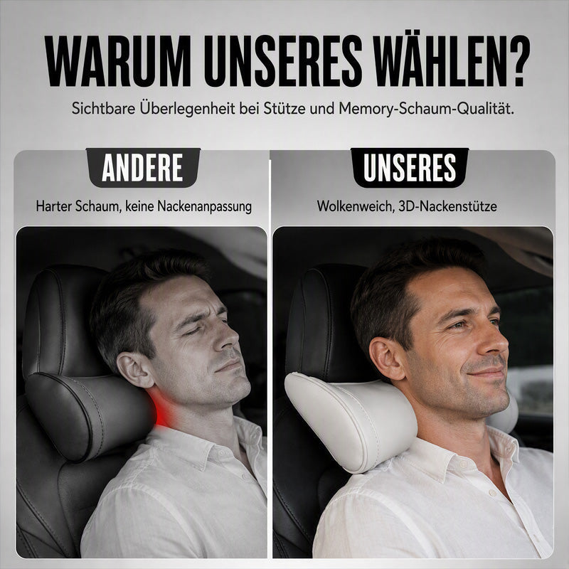 🚗💤 Müdigkeit am Steuer vorbeugen! Universelles Memory-Schaum Kopf- und Nackenstützkissen fürs Auto – ergonomische Unterstützung für entspanntes Fahren auf langen Strecken.