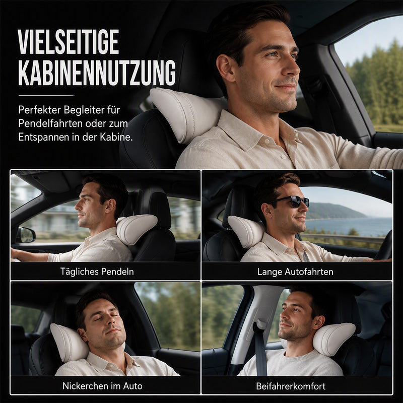 🚗💤 Müdigkeit am Steuer vorbeugen! Universelles Memory-Schaum Kopf- und Nackenstützkissen fürs Auto – ergonomische Unterstützung für entspanntes Fahren auf langen Strecken.