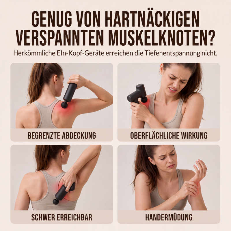 Faszien-Massagepistole mit mehreren Aufsätzen für die Tiefengewebsmassage