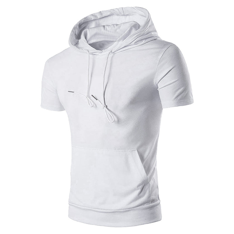 Herren Kapuzen Kurzarm T-Shirt mit Tasche