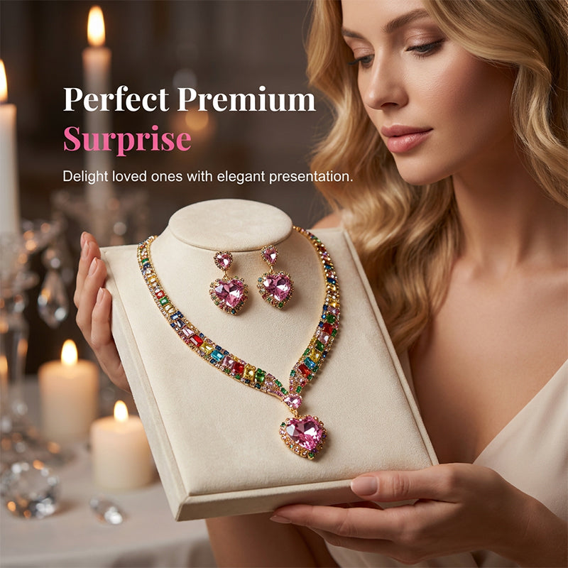 📿 50% RABATT!💎 Funkelndes Herz‑Halsketten‑ und Ohrringe‑Set, elegantes Schmuckset für Alltag & Feier 💖