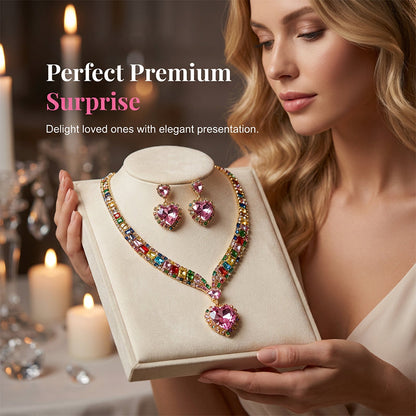📿 50% RABATT!💎 Funkelndes Herz‑Halsketten‑ und Ohrringe‑Set, elegantes Schmuckset für Alltag & Feier 💖