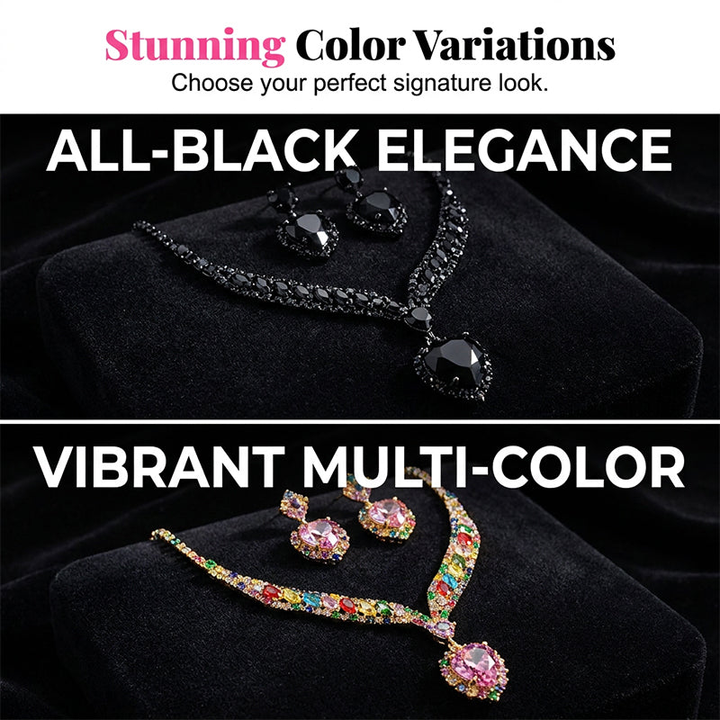 📿 50% RABATT!💎 Funkelndes Herz‑Halsketten‑ und Ohrringe‑Set, elegantes Schmuckset für Alltag & Feier 💖