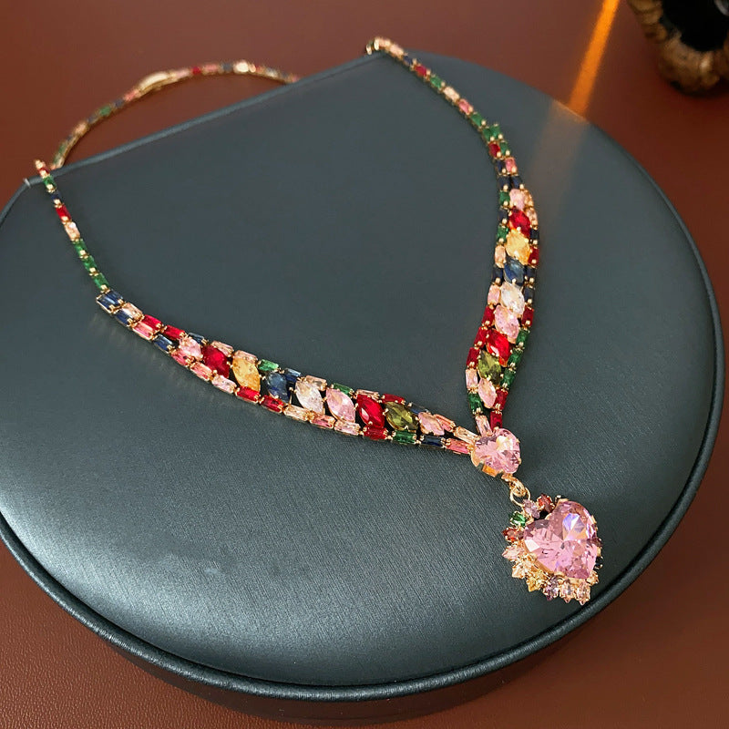 📿 50% RABATT!💎 Funkelndes Herz‑Halsketten‑ und Ohrringe‑Set, elegantes Schmuckset für Alltag & Feier 💖