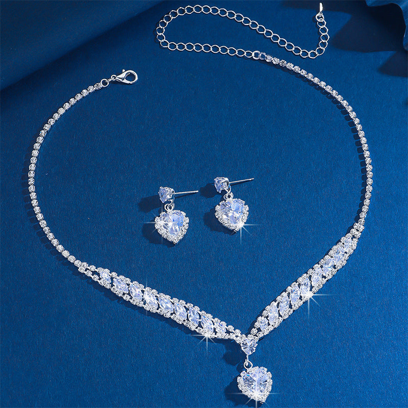 📿 50% RABATT!💎 Funkelndes Herz‑Halsketten‑ und Ohrringe‑Set, elegantes Schmuckset für Alltag & Feier 💖