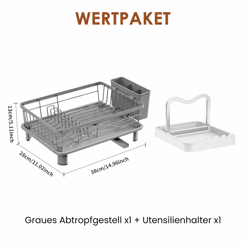 ✨50% Rabatt✨🔥Solange der Vorrat reicht 🎉Küchengeschirr-Abtropfgestell mit 360° drehbarem Ausguss
