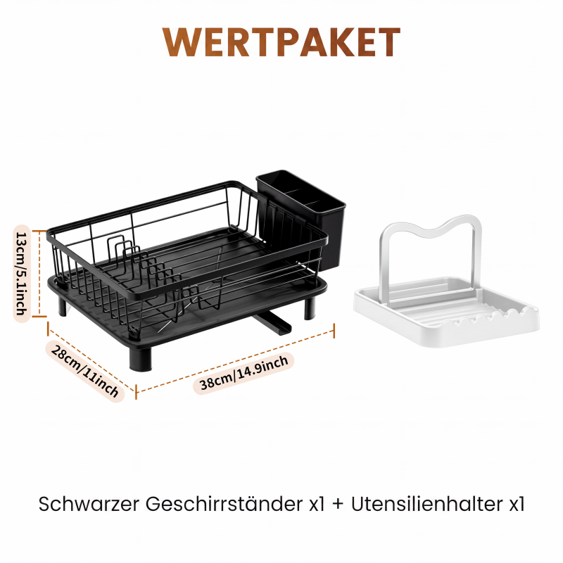 ✨50% Rabatt✨🔥Solange der Vorrat reicht 🎉Küchengeschirr-Abtropfgestell mit 360° drehbarem Ausguss