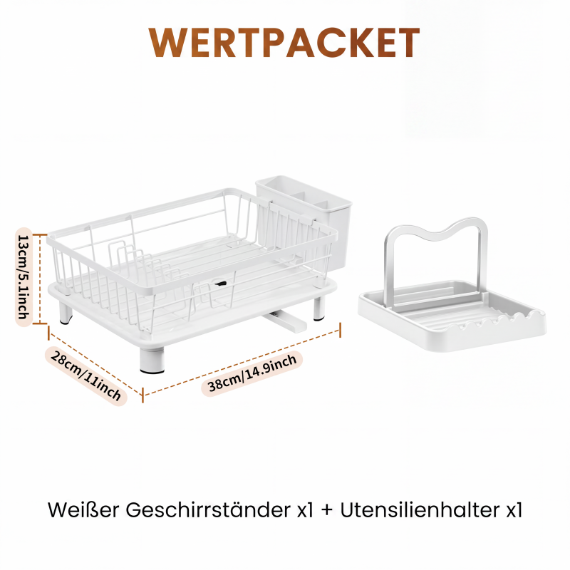 ✨50% Rabatt✨🔥Solange der Vorrat reicht 🎉Küchengeschirr-Abtropfgestell mit 360° drehbarem Ausguss