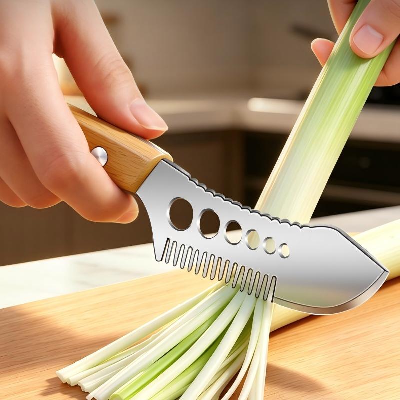 🎉 Sale 2026 – Über 16.000 verkauft! 🥬 Multifunktionales Gemüseschneidemesser – Kammklinge für perfekte Julienne-Streifen, Fischentschupper & Kräuterstripper – Ein Messer, drei Funktionen! ✨