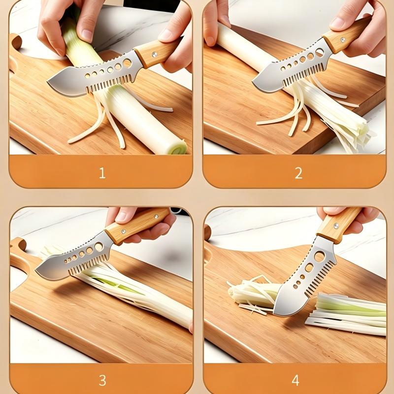 🎉 Sale 2026 – Über 16.000 verkauft! 🥬 Multifunktionales Gemüseschneidemesser – Kammklinge für perfekte Julienne-Streifen, Fischentschupper & Kräuterstripper – Ein Messer, drei Funktionen! ✨