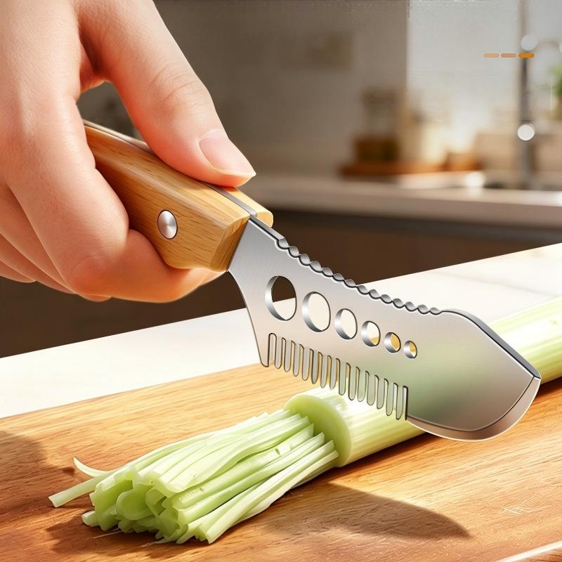 🎉 Sale 2026 – Über 16.000 verkauft! 🥬 Multifunktionales Gemüseschneidemesser – Kammklinge für perfekte Julienne-Streifen, Fischentschupper & Kräuterstripper – Ein Messer, drei Funktionen! ✨