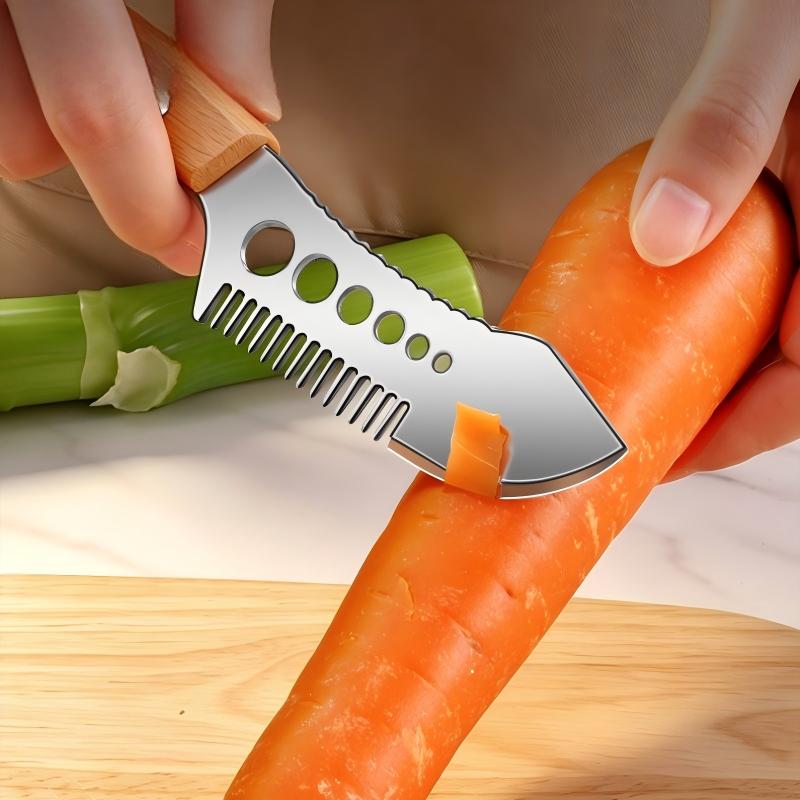 🎉 Sale 2026 – Über 16.000 verkauft! 🥬 Multifunktionales Gemüseschneidemesser – Kammklinge für perfekte Julienne-Streifen, Fischentschupper & Kräuterstripper – Ein Messer, drei Funktionen! ✨