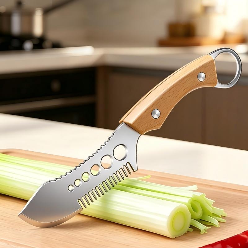 🎉 Sale 2026 – Über 16.000 verkauft! 🥬 Multifunktionales Gemüseschneidemesser – Kammklinge für perfekte Julienne-Streifen, Fischentschupper & Kräuterstripper – Ein Messer, drei Funktionen! ✨