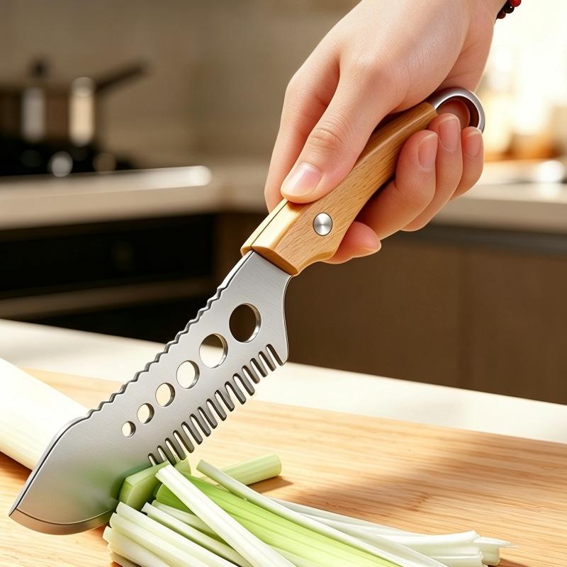 🎉 Sale 2026 – Über 16.000 verkauft! 🥬 Multifunktionales Gemüseschneidemesser – Kammklinge für perfekte Julienne-Streifen, Fischentschupper & Kräuterstripper – Ein Messer, drei Funktionen! ✨