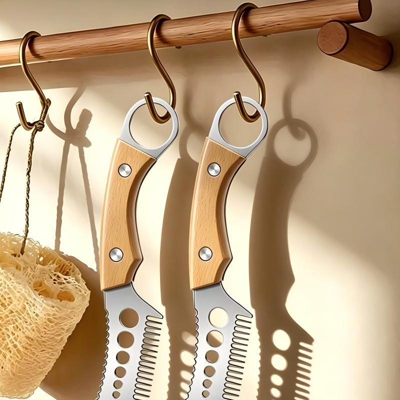 🎉 Sale 2026 – Über 16.000 verkauft! 🥬 Multifunktionales Gemüseschneidemesser – Kammklinge für perfekte Julienne-Streifen, Fischentschupper & Kräuterstripper – Ein Messer, drei Funktionen! ✨