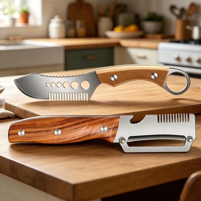 🎉 Sale 2026 – Über 16.000 verkauft! 🥬 Multifunktionales Gemüseschneidemesser – Kammklinge für perfekte Julienne-Streifen, Fischentschupper & Kräuterstripper – Ein Messer, drei Funktionen! ✨