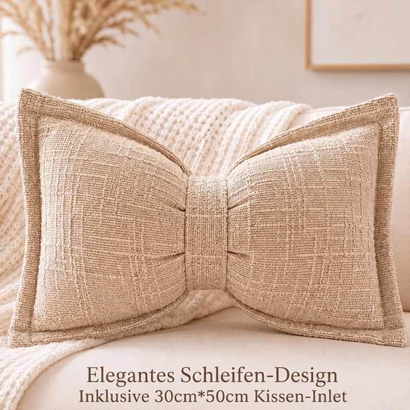 🎀 Chenille-Kissen Schleifenform | Weiches Dekokissen für Sofa & Bett – Flauschig & Gemütlich ✨
