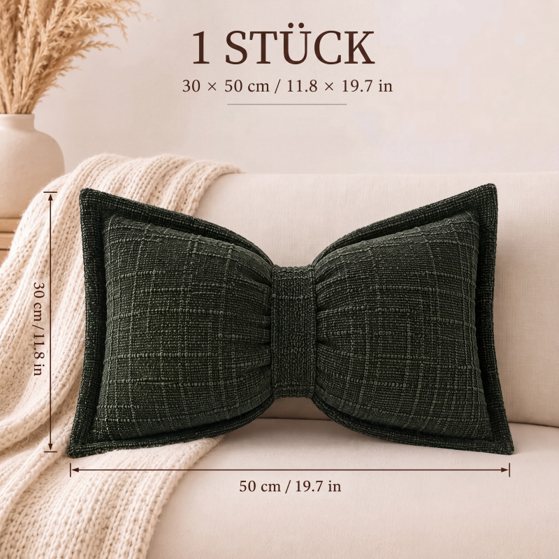 🎀 Chenille-Kissen Schleifenform | Weiches Dekokissen für Sofa & Bett – Flauschig & Gemütlich ✨