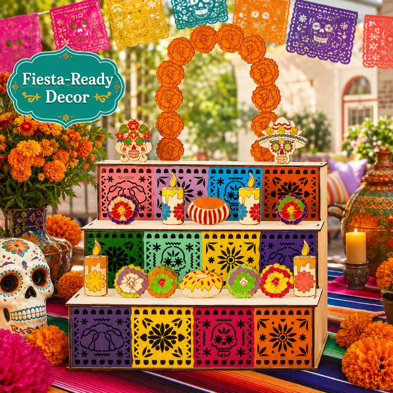 Día de los Muertos Holz-Ofrenda-Regal mit 3 Etagen