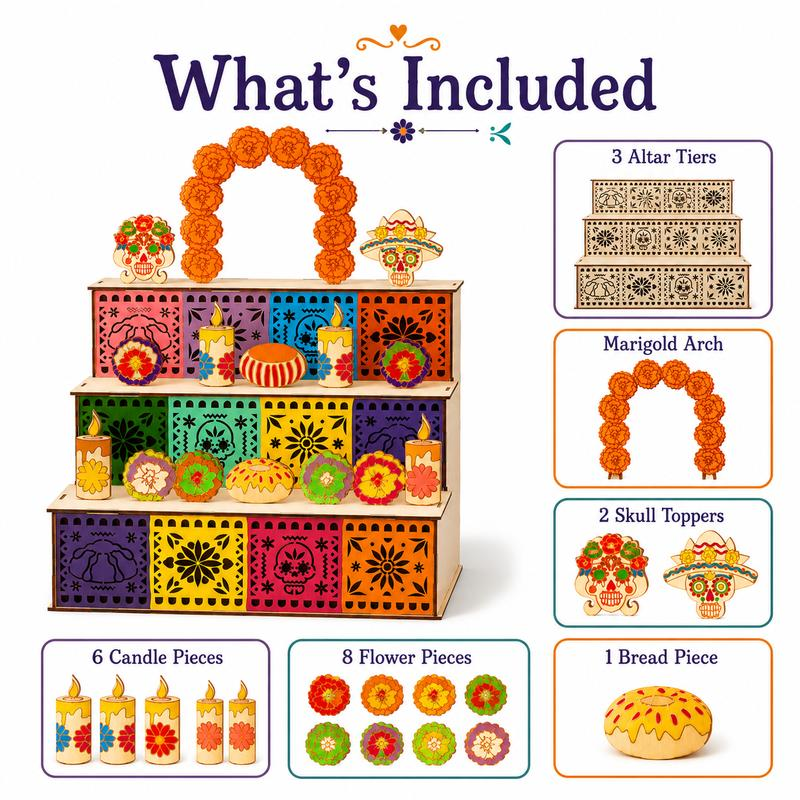 Día de los Muertos Holz-Ofrenda-Regal mit 3 Etagen