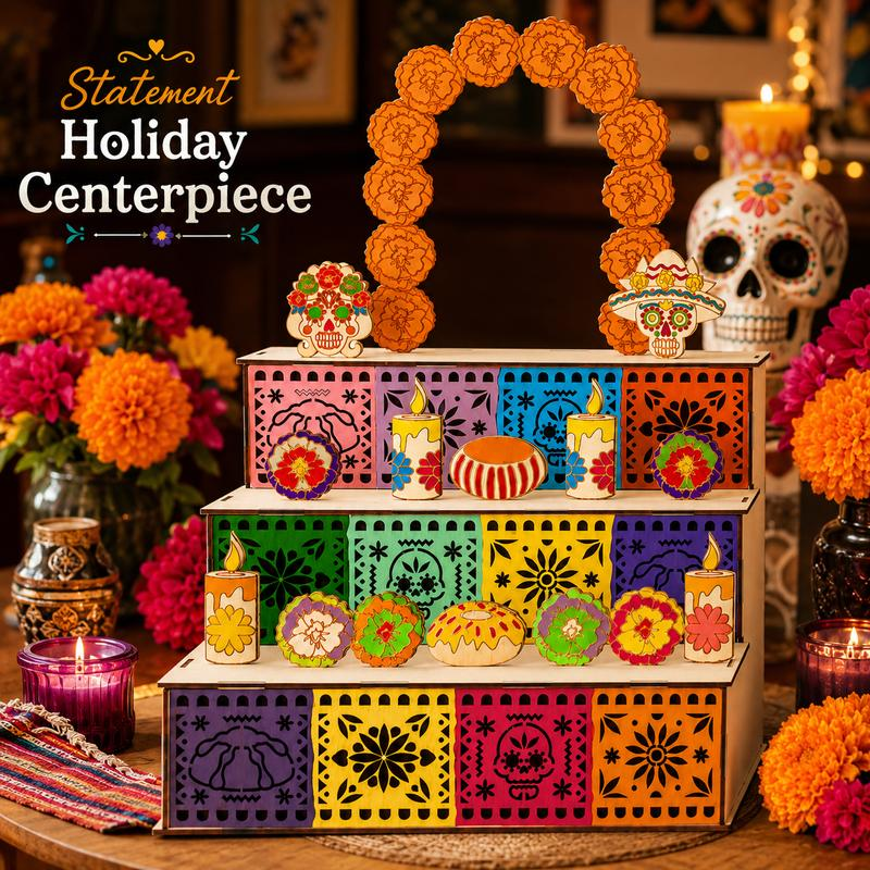 Día de los Muertos Holz-Ofrenda-Regal mit 3 Etagen
