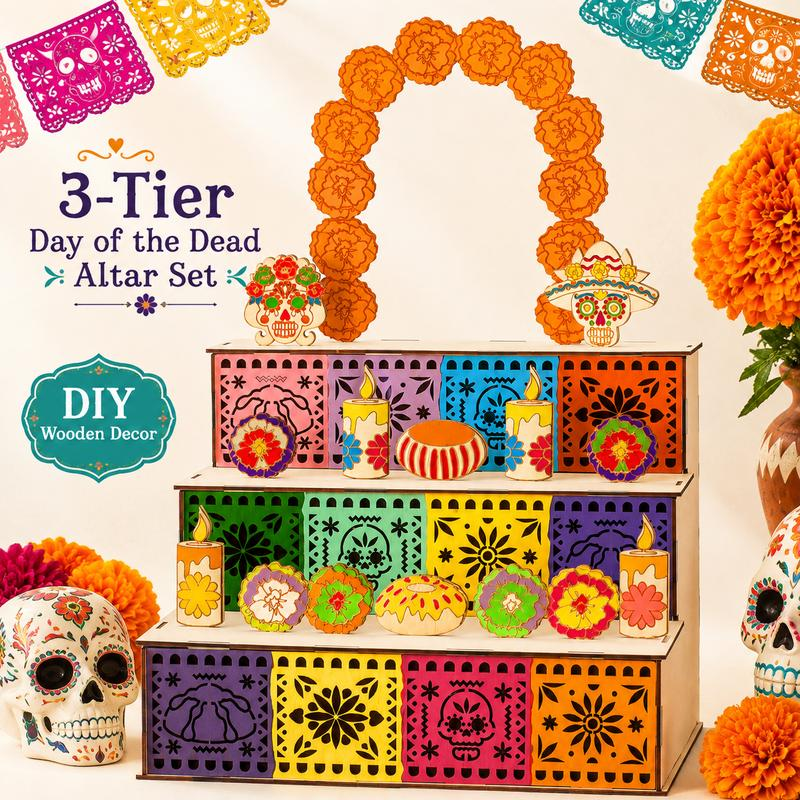 Día de los Muertos Holz-Ofrenda-Regal mit 3 Etagen