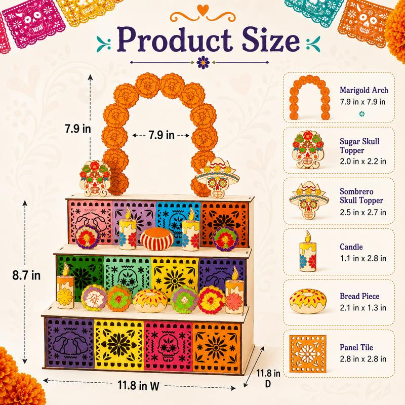 Día de los Muertos Holz-Ofrenda-Regal mit 3 Etagen