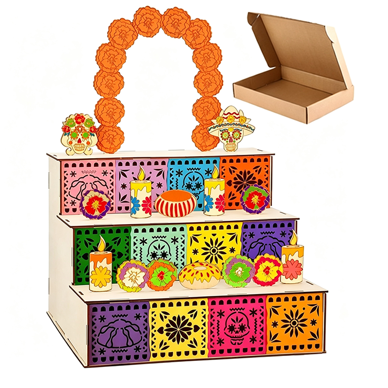 Día de los Muertos Holz-Ofrenda-Regal mit 3 Etagen