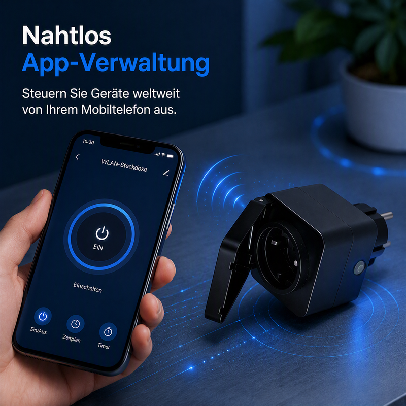 WLAN-Außensteckdose mit Stromzähler, IP54, kompatibel mit Alexa, Google Home & Matter, Fernsteuerung, Zeitplan, 2,4 GHz, 3680W