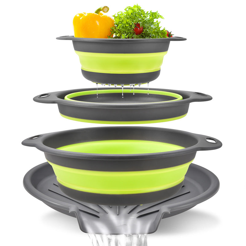 🔥 BEGRENZTES ANGEBOT: 50 % Rabatt! 🥗 Multifunktionales, zusammenklappbares Sieb – Abtropfgestell mit Auffangschale, kompakt und praktisch für die Küche ✨