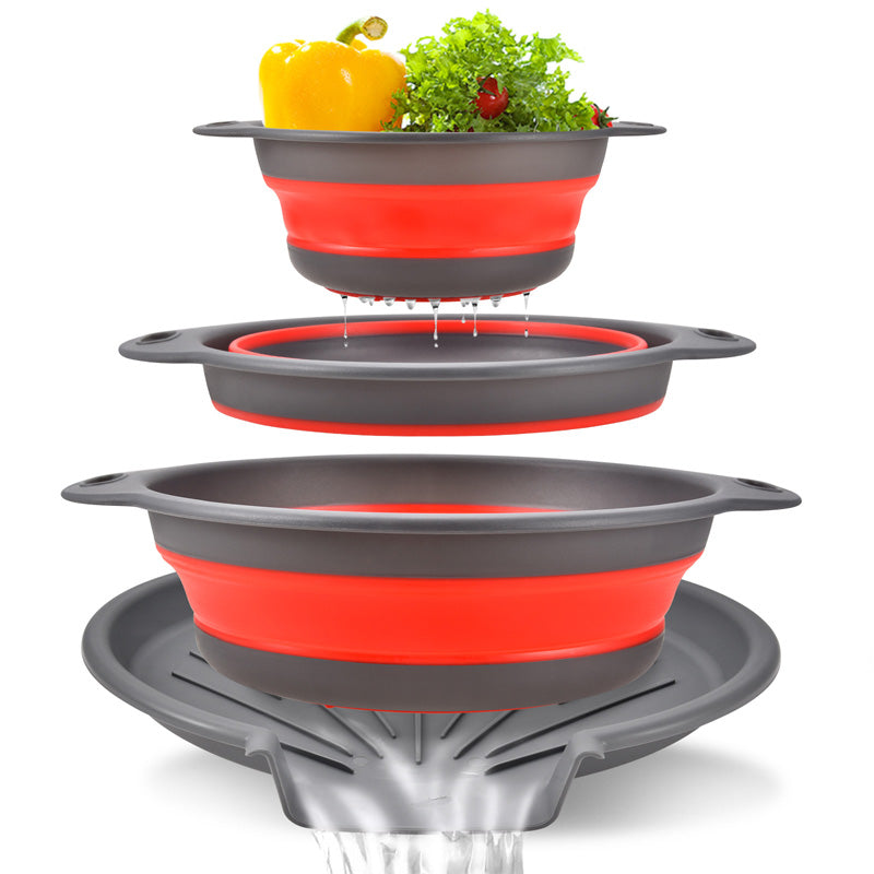 🔥 BEGRENZTES ANGEBOT: 50 % Rabatt! 🥗 Multifunktionales, zusammenklappbares Sieb – Abtropfgestell mit Auffangschale, kompakt und praktisch für die Küche ✨