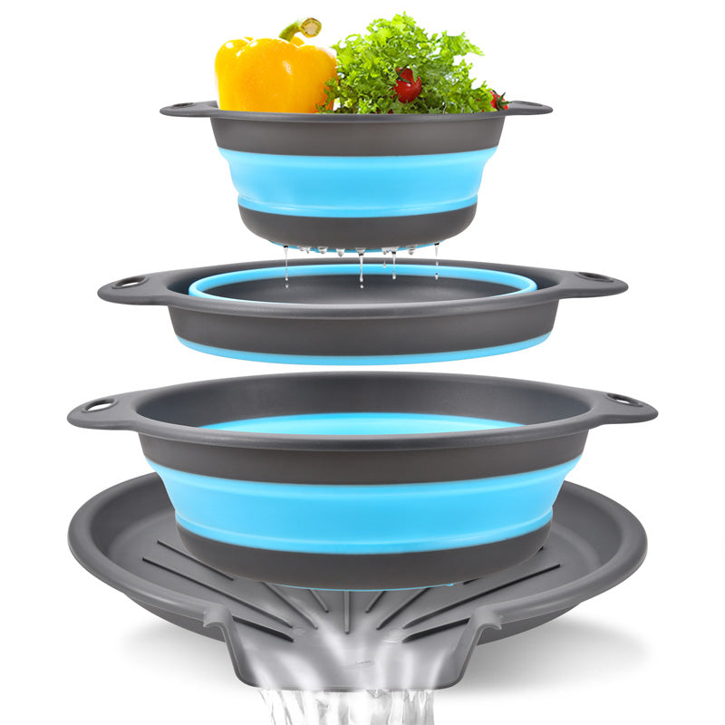 🔥 BEGRENZTES ANGEBOT: 50 % Rabatt! 🥗 Multifunktionales, zusammenklappbares Sieb – Abtropfgestell mit Auffangschale, kompakt und praktisch für die Küche ✨